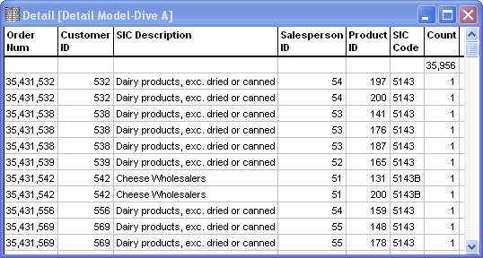 Example of a detail dump.