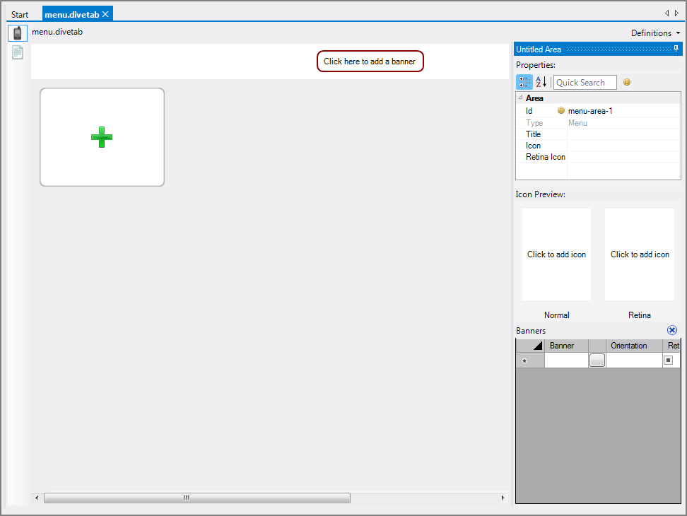 The DiveTab preview pane for a menu-area.