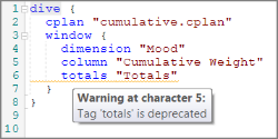 text editor warning highlighting