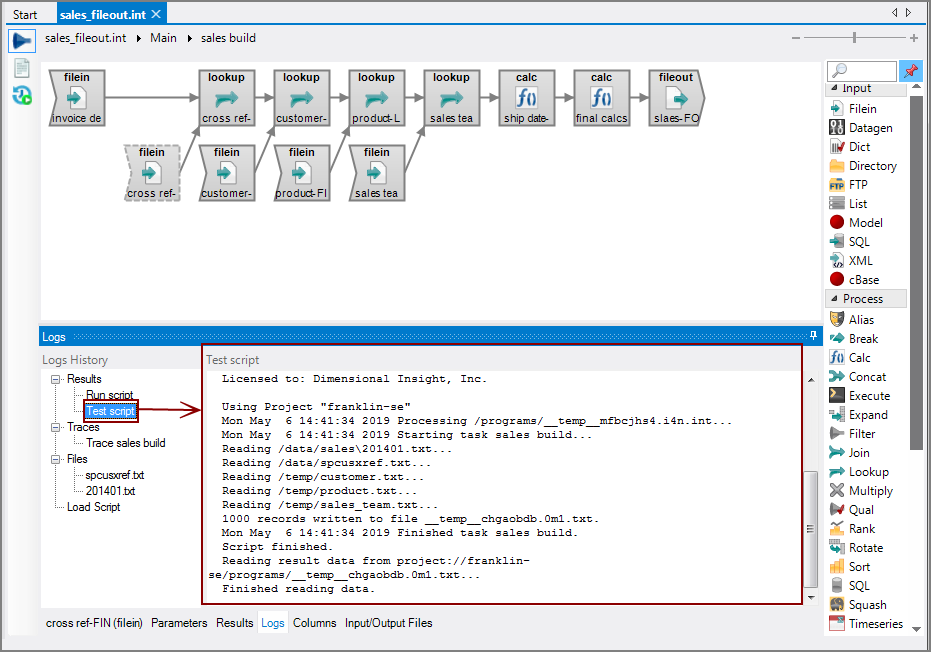 VI Logs Tab Test Script
