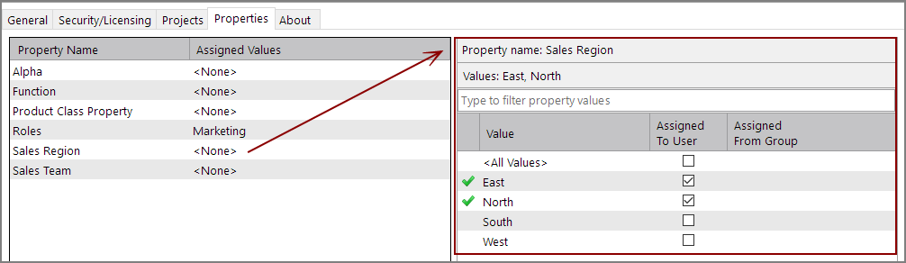 Selecting User Properties