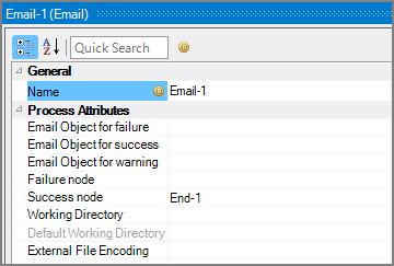 Email node attributes pane