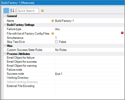 Production Build Factory node attributes