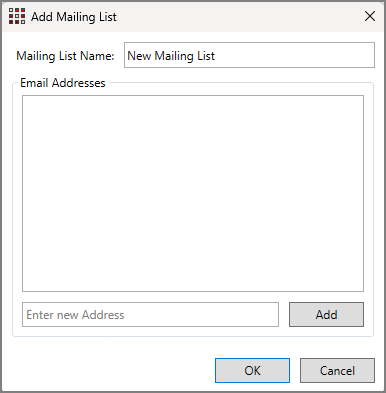 Add Mailing List Dialog Box