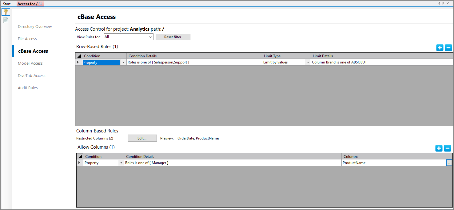 cBase Access Tab cBase Access Tab