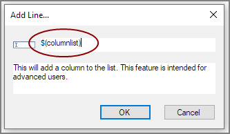 Add Line Dialog Add Line Dialog