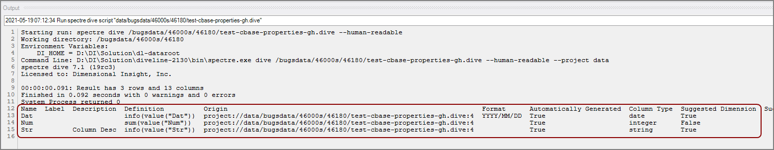 Calcs Property Dive Window Calcs Property Dive Window
