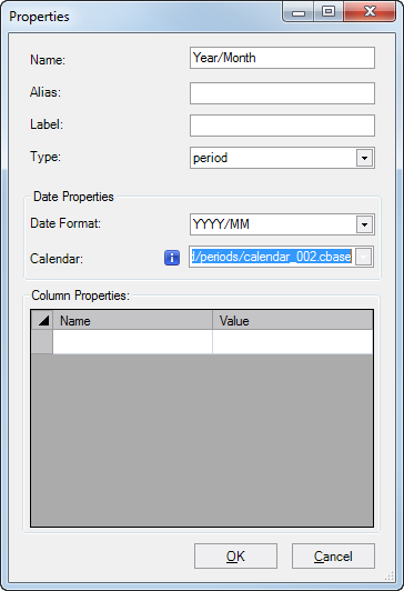 Column Properties Dialog Column Properties Dialog