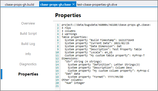 cBase Viewer Properties for the test cBase cBase Viewer Properties for the test cBase