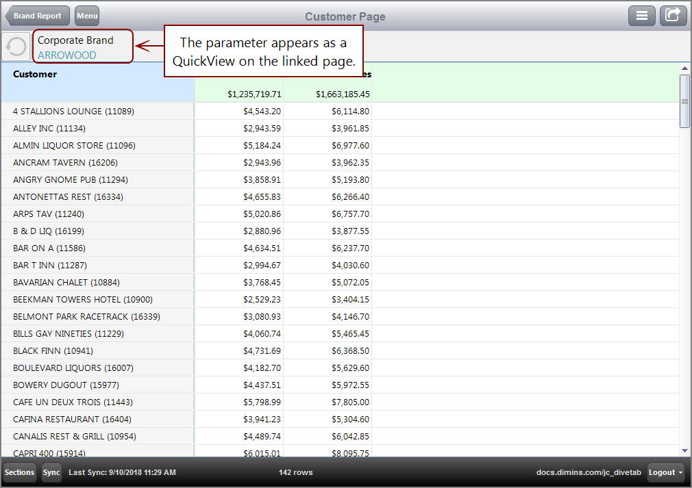 The resulting page after following the link for ARROWOOD.