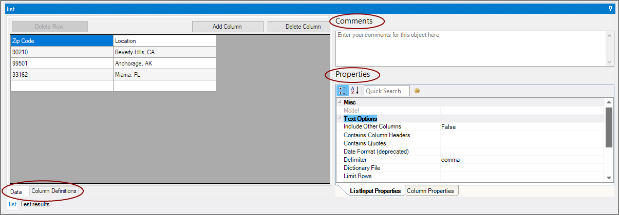 List Input Property Pane List Input Property Pane