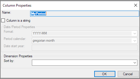 Column Properties Dialog Box for Periods Column Properties Dialog Box for Periods