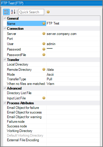 Production FTP Node Attributes Production FTP Node Attributes