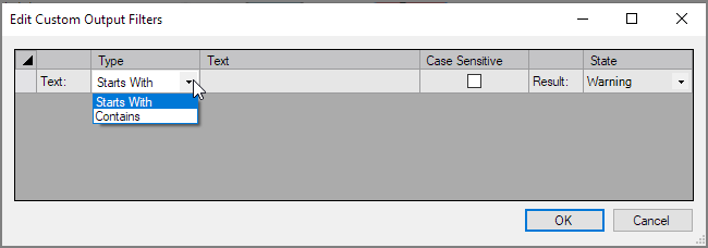 Edit Custom Output Filters Dialog Edit Custom Output Filters Dialog