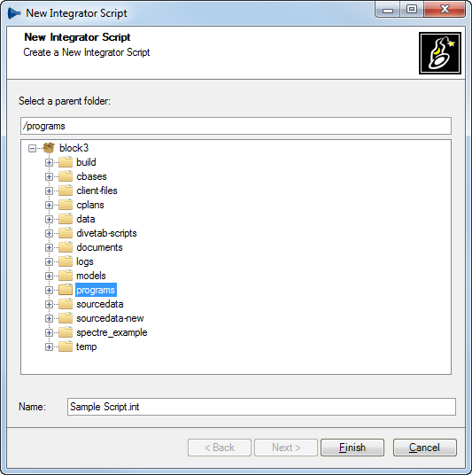 New Integrator Script Dialog Box New Integrator Script Dialog Box