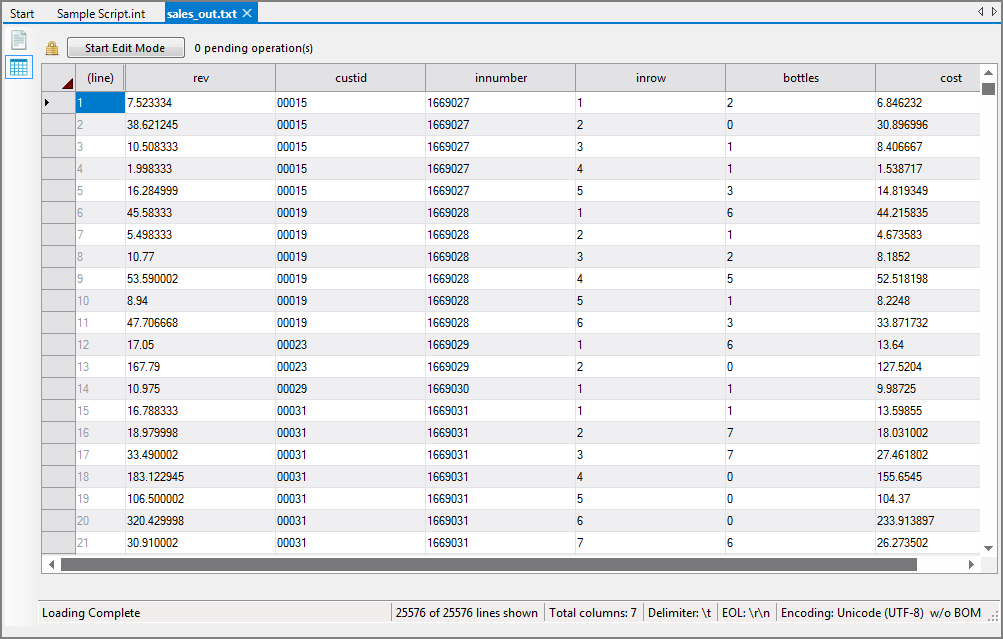 VI Script Output File in Table VI Script Output File in Table