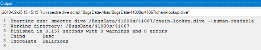 Dive results for chained lookups Dive results for chained lookups