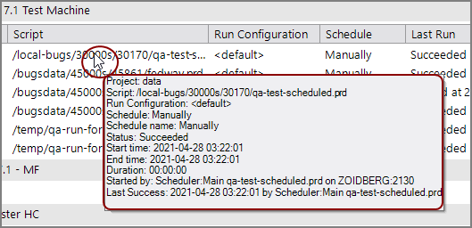 Summary box for the schedule Summary box for the schedule