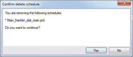 Confirm delete schedule dialog box Confirm delete schedule dialog box