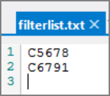Sample filter list Sample filter list