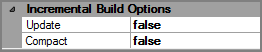 VI Builder Object Incremental Build Options Attributes Example of Incremental Build Options attributes for VI Builder output object