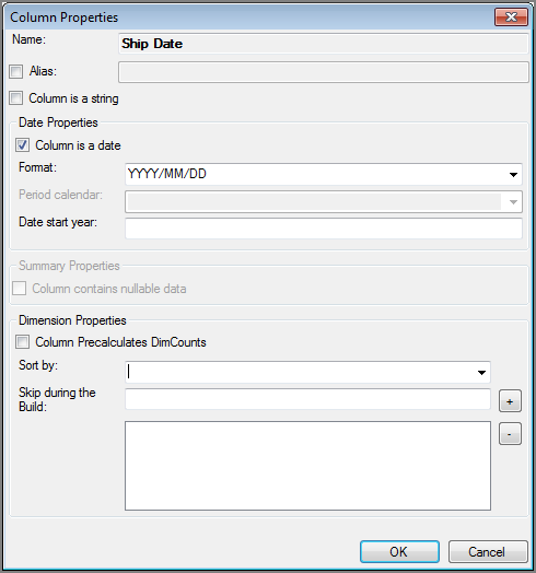 VI Builder Object Column Properties Dialog Box Example of Column Properties dialog box for a VI Builder output object