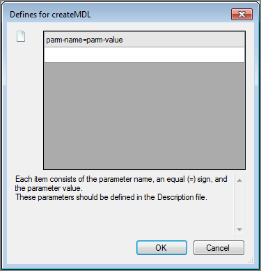 VI Builder Object Defines for dialog box Example of a VI Builder output object's Defines for dialog box