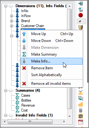 VI cBase Output Object Tree Grid Context Menus Example of the context menus for the tree grid of a VI cBase output object