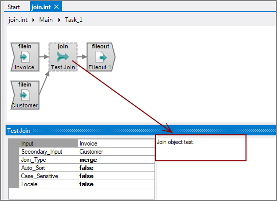 VI Join Object with Comments Comments pane of the VI Join object