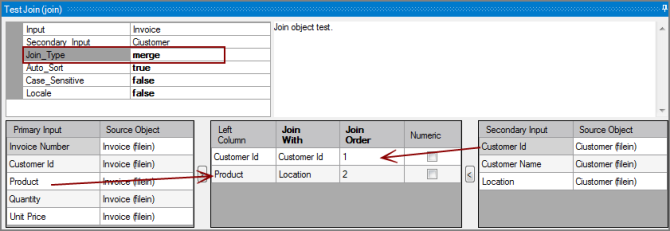 VI Join Object Example Settings Example of settings for a VI Join process object