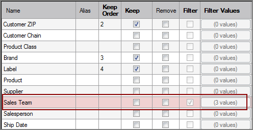 VI Model Input Object Filter Values in Grid VI Model Input Object Filter Values in Grid
