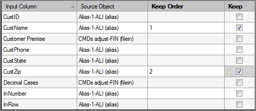 VI Pipe Object Column Grid Example of a VI Pipe output object's column grid
