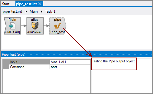 VI Pipe Object Comments Example of a VI Pipe output object with comments