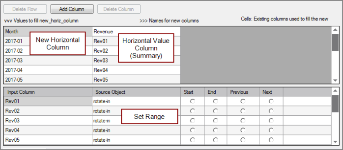 VI Rotate Object Column Grid Example of a VI Rotate column grid