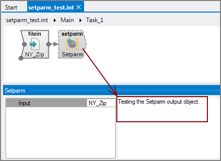 VI Setparm Object with Comments Example of a VI Setparm output object with comments