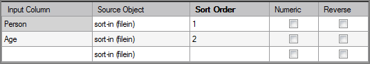 VI Sort Object Example Settings Example of settings for a VI Sort process object