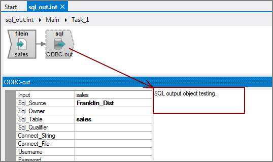VI SQL Output Object with Comments Example of a VI SQL output object with comments
