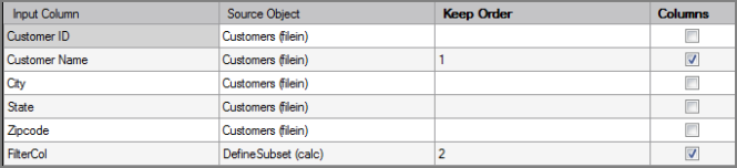 VI Trace Object Column Grid Example of a VI Trace process object's column grid