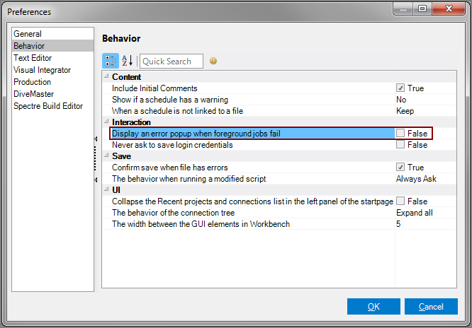 Workbench Preferences Interaction Workbench Preferences Interaction