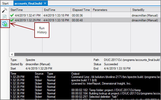 View Switcher Run History